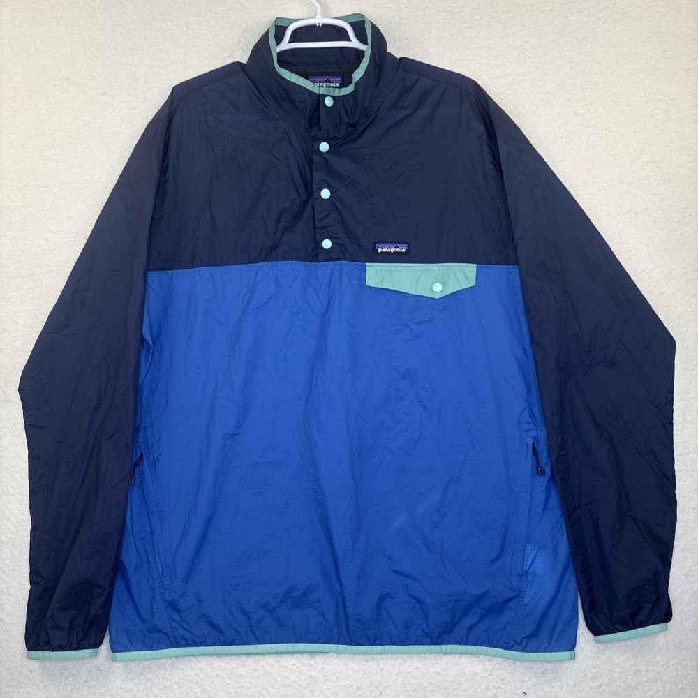 Patagonia Houdini Snap-T Pullover Lightweight packable Mens Blue XL Gorpcore